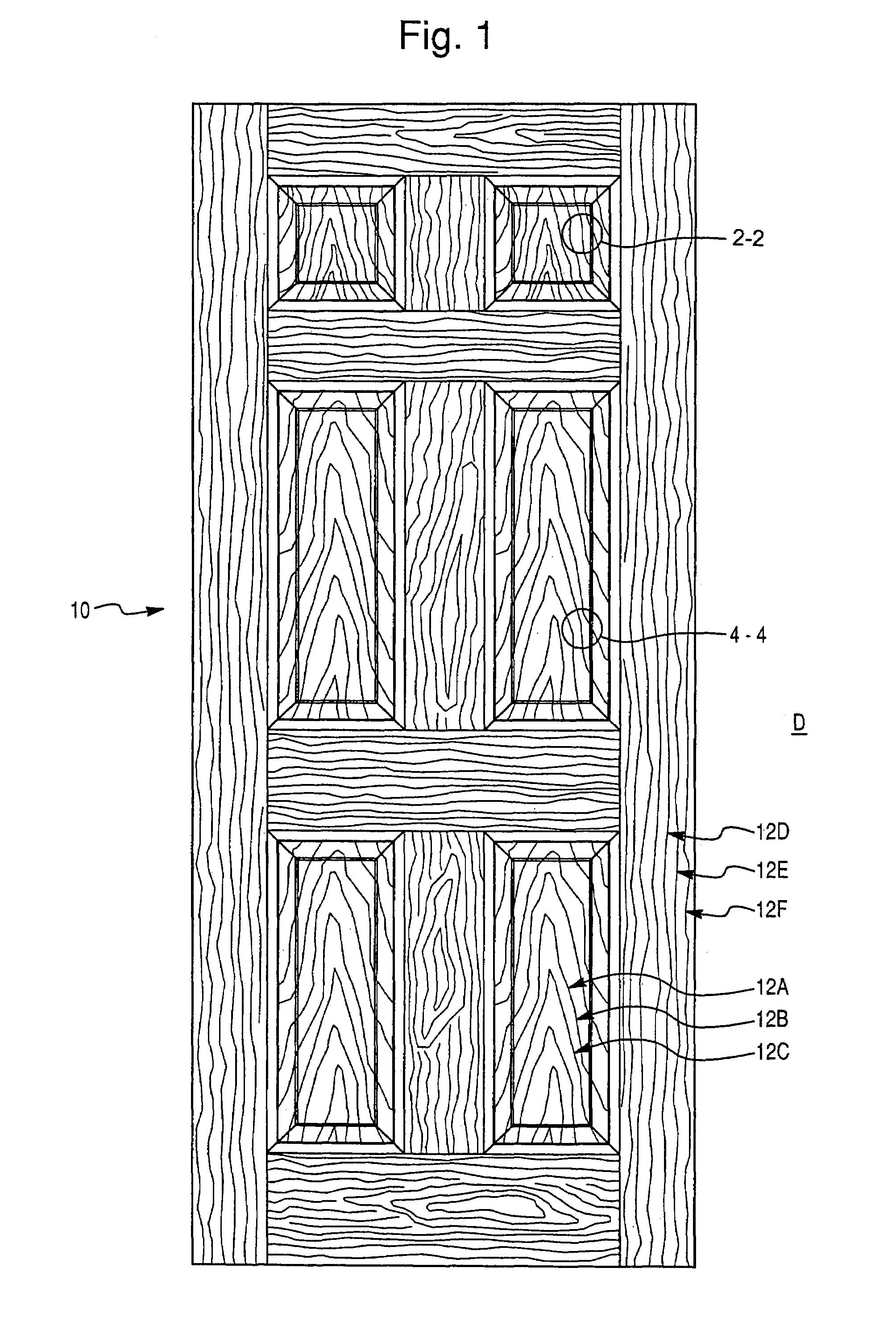 Door skin, a method of etching a plate for forming a wood grain pattern in the door skin, and an etched plate formed therefrom