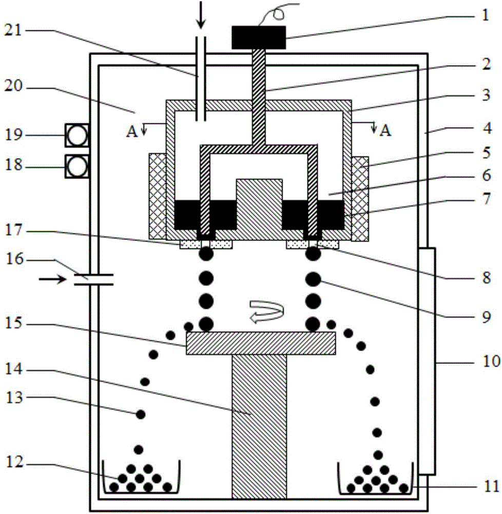 Method and device for efficiently preparing superfine spherical metal powder with high melting point