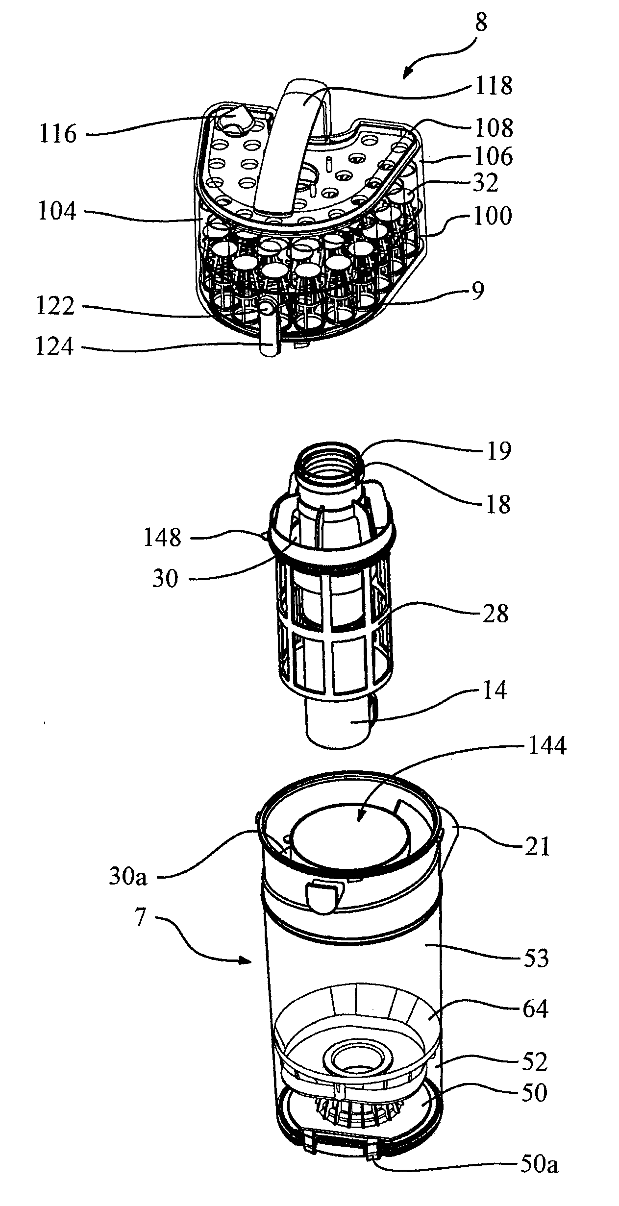 Vacuum cleaner with a divider