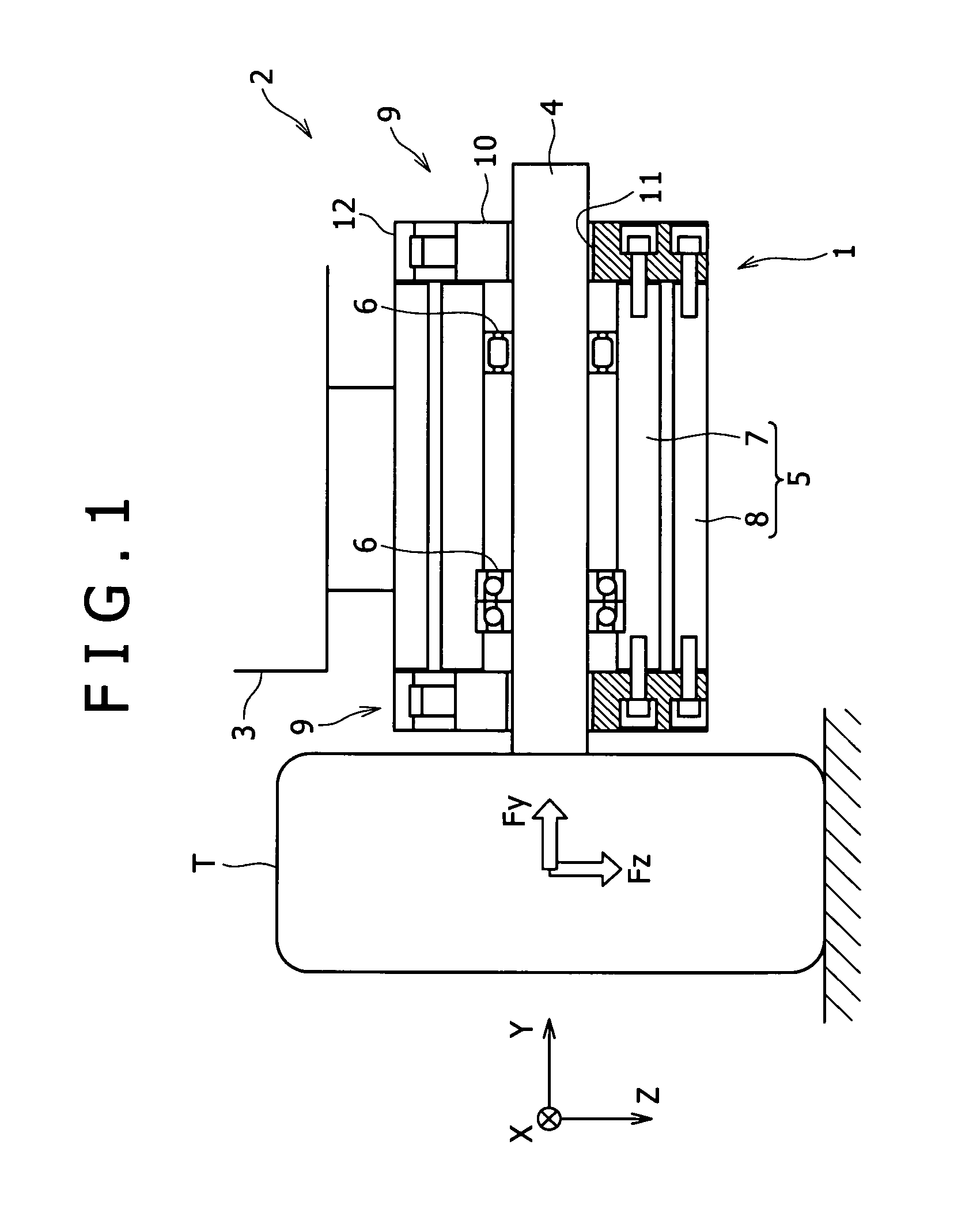 Calibration method for multi-component force measuring spindle unit used in tire testing machine