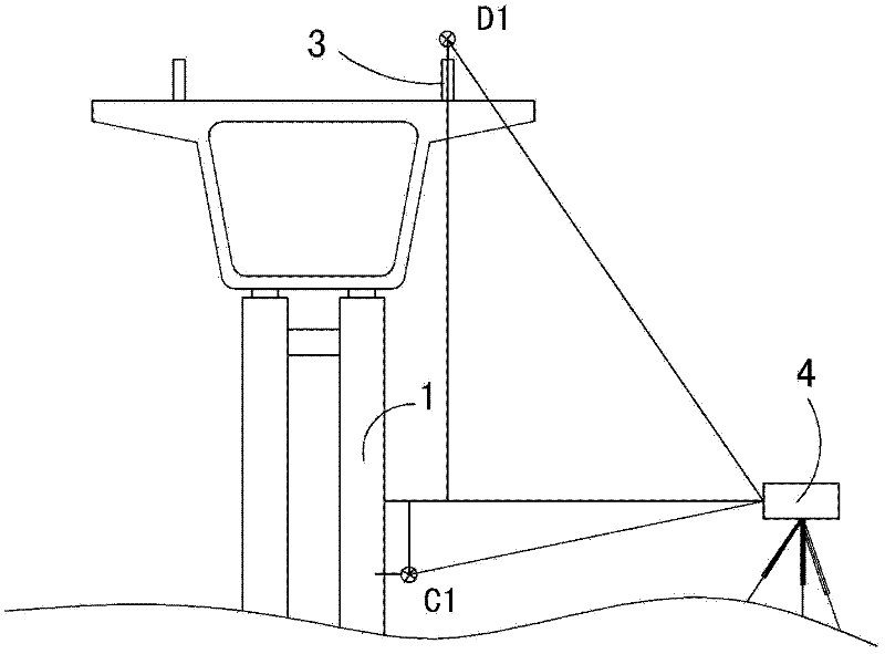 Measuring method on the bridge at the second-class benchmarking point