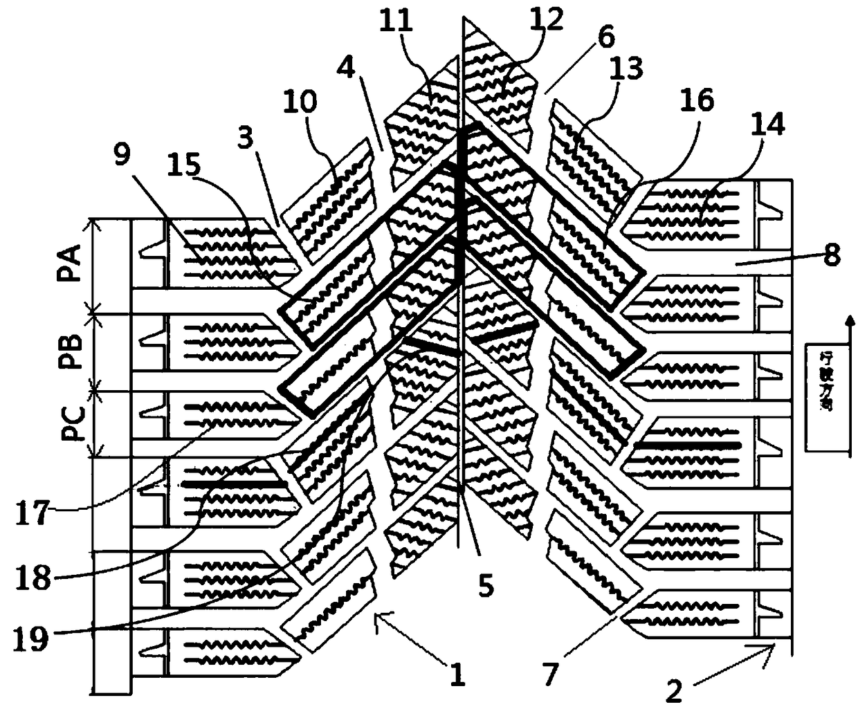 Winter tire which adopts tread pattern block of tunneling blade set