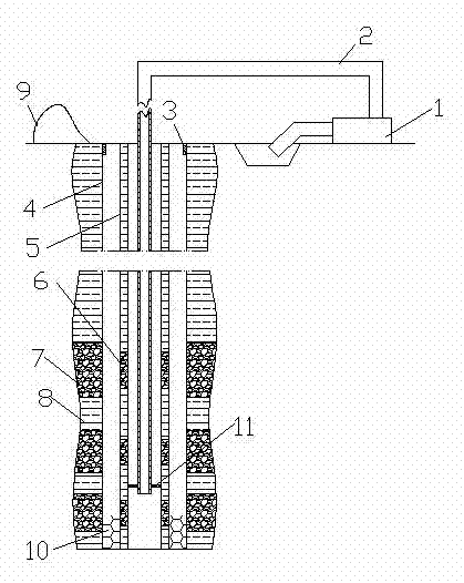 Geothermal well layer-by-layer filter material feeding process