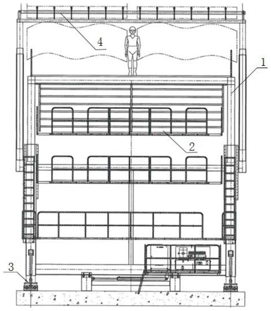 Railway tunnel large-section steel bar hanging and distributing integrated trolley