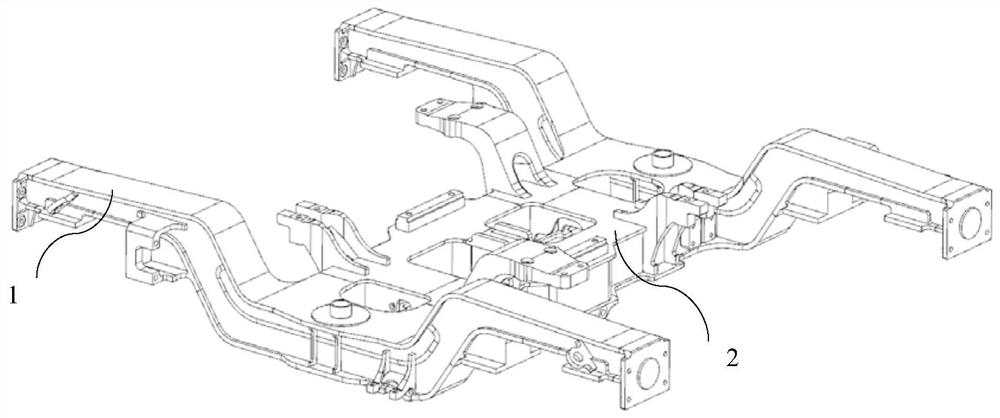 A motor vehicle frame of a light rail vehicle