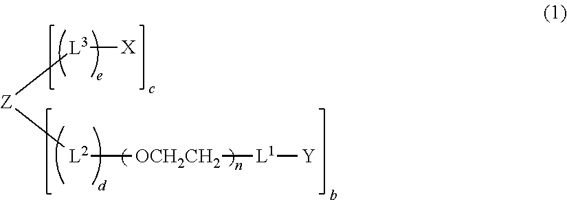 Polyoxyethylene derivative having plural hydroxyl groups at terminal end thereof