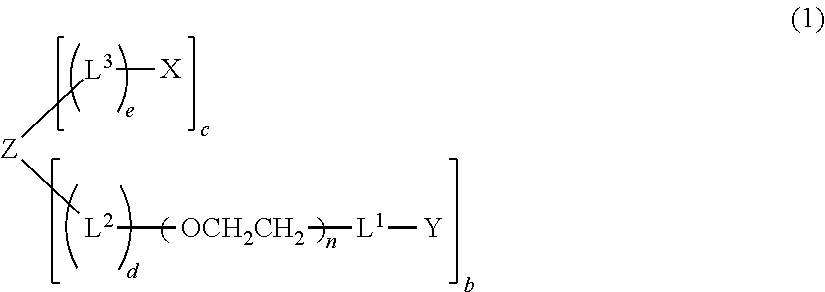 Polyoxyethylene derivative having plural hydroxyl groups at terminal end thereof