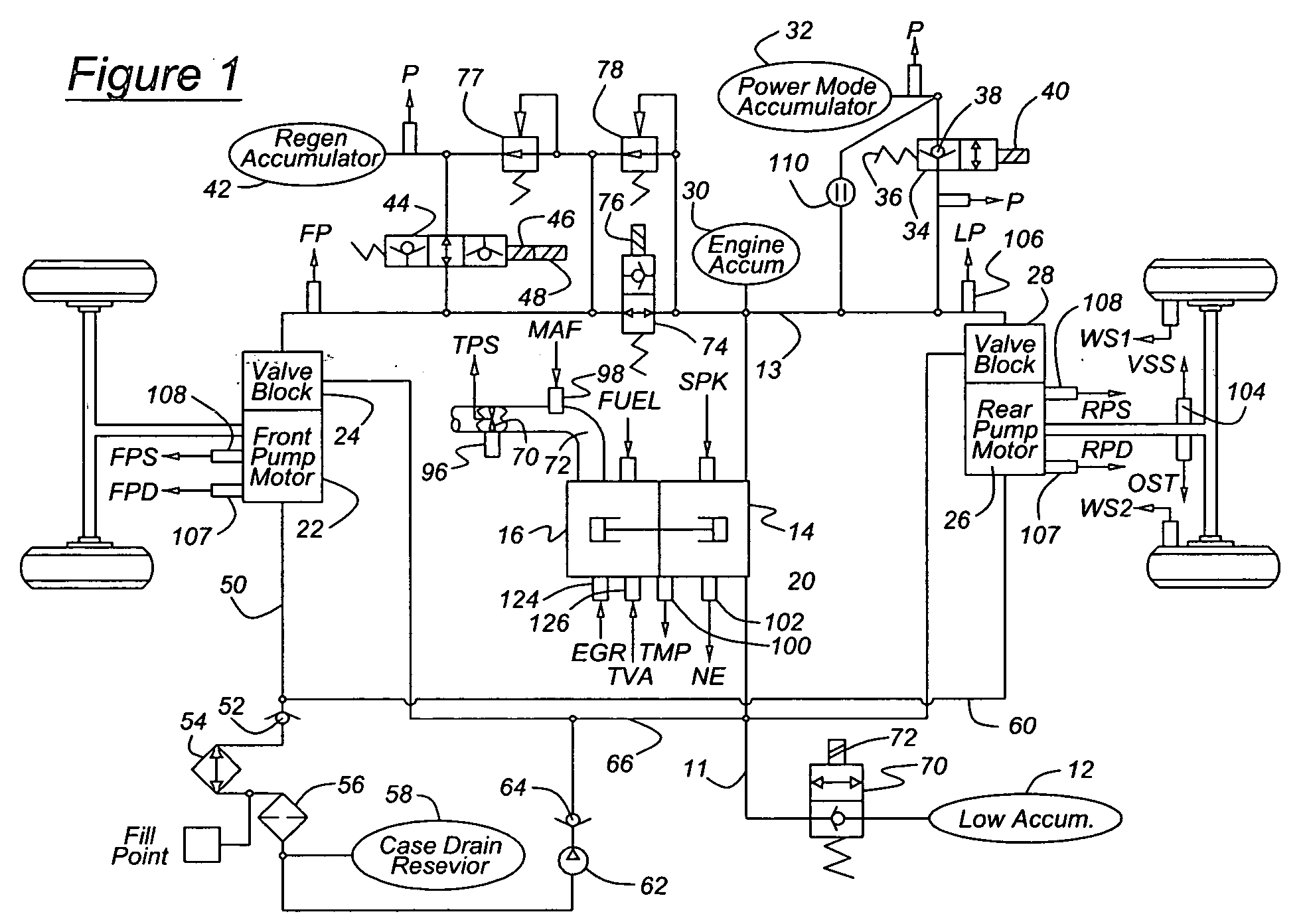 Multiple pressure mode operation for hydraulic hybrid vehicle powertrain