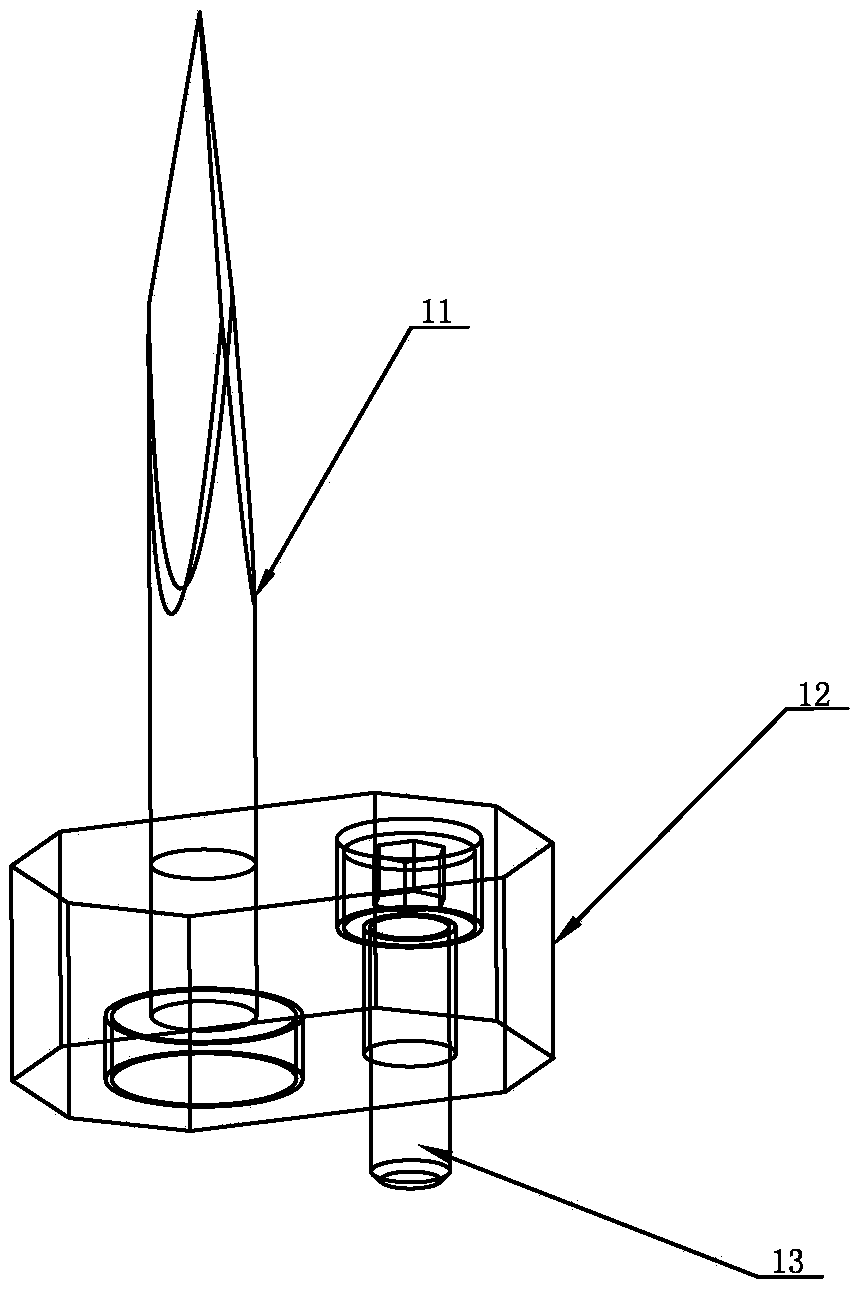 Adjustable cloth hanging needle combination mechanism used for low-pressure injection molding