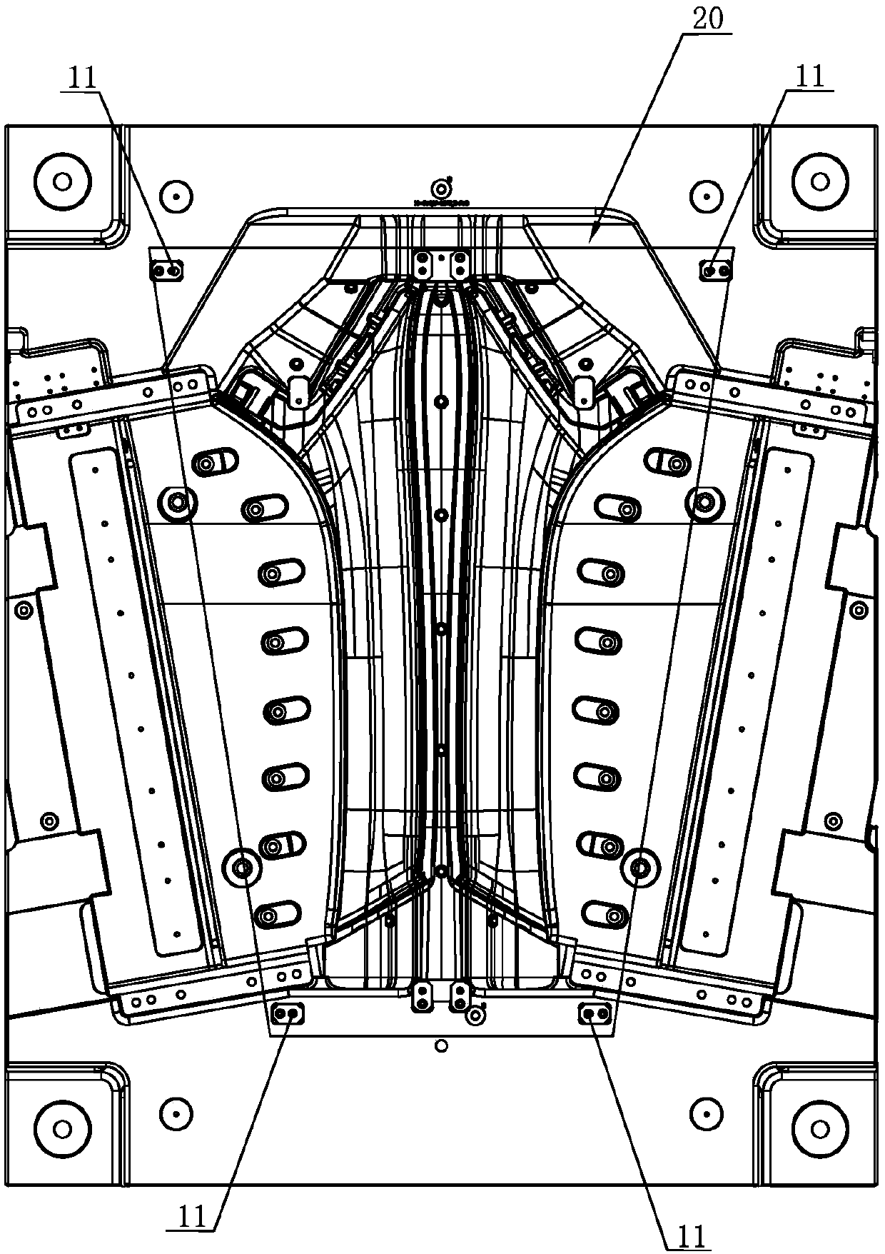 Adjustable cloth hanging needle combination mechanism used for low-pressure injection molding