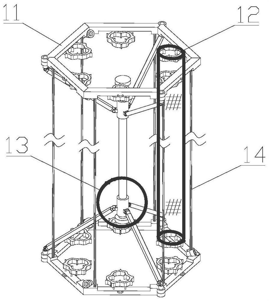 A rope-driven rigid-flexible coupling nested folding ecological breeding cage