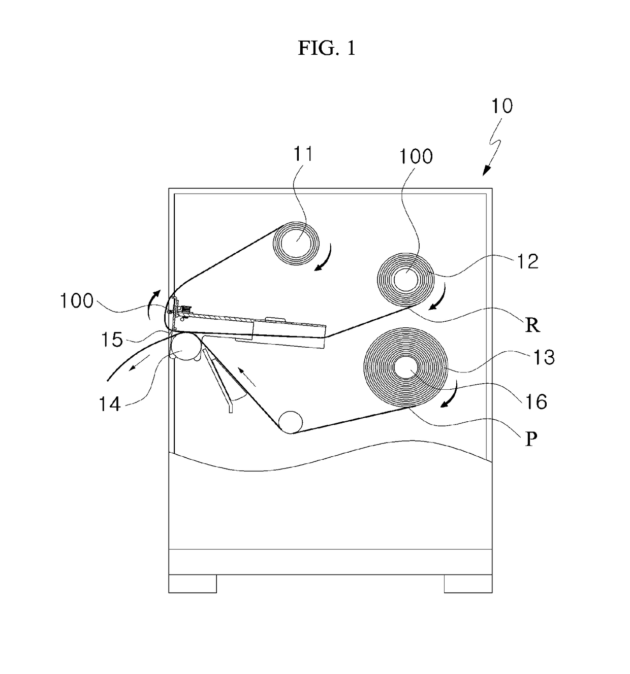 Tensioning device for printer, unwinding device for printer, and printer