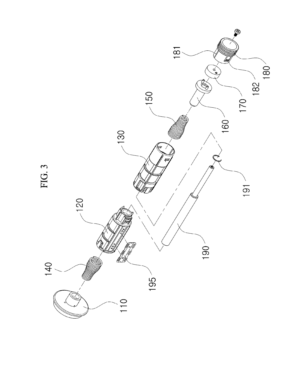 Tensioning device for printer, unwinding device for printer, and printer