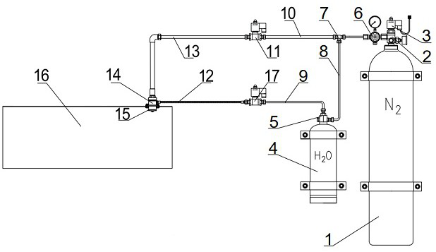 Acoustic low-pressure water mist fire extinguishing device for lithium ion power battery box of electric motor coach