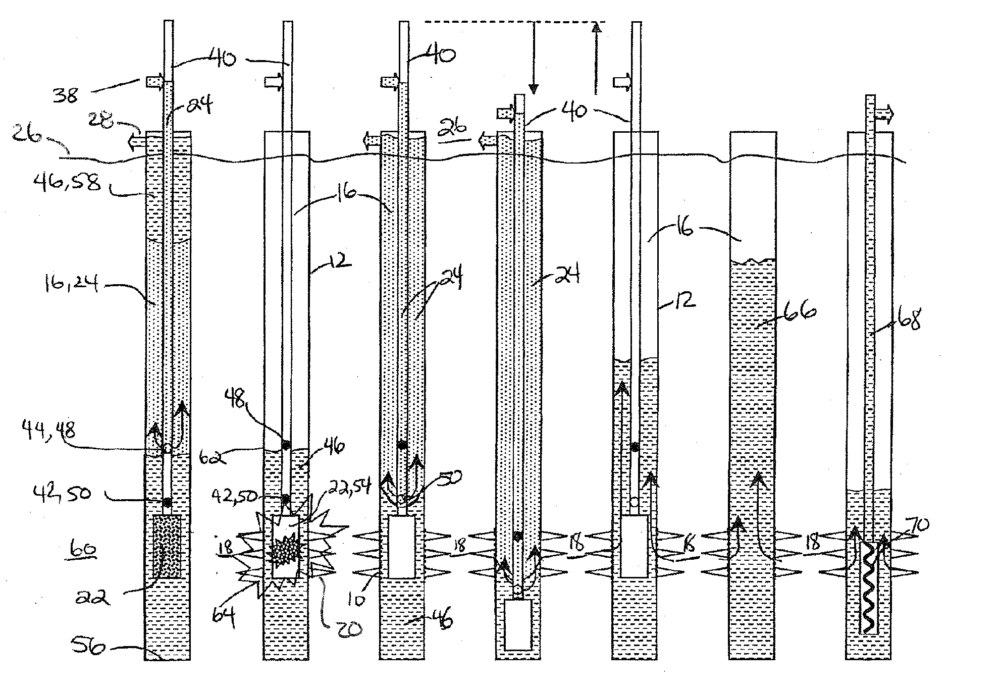 Pressure-actuated perforation with automatic fluid circulation for immediate production and removal of debris