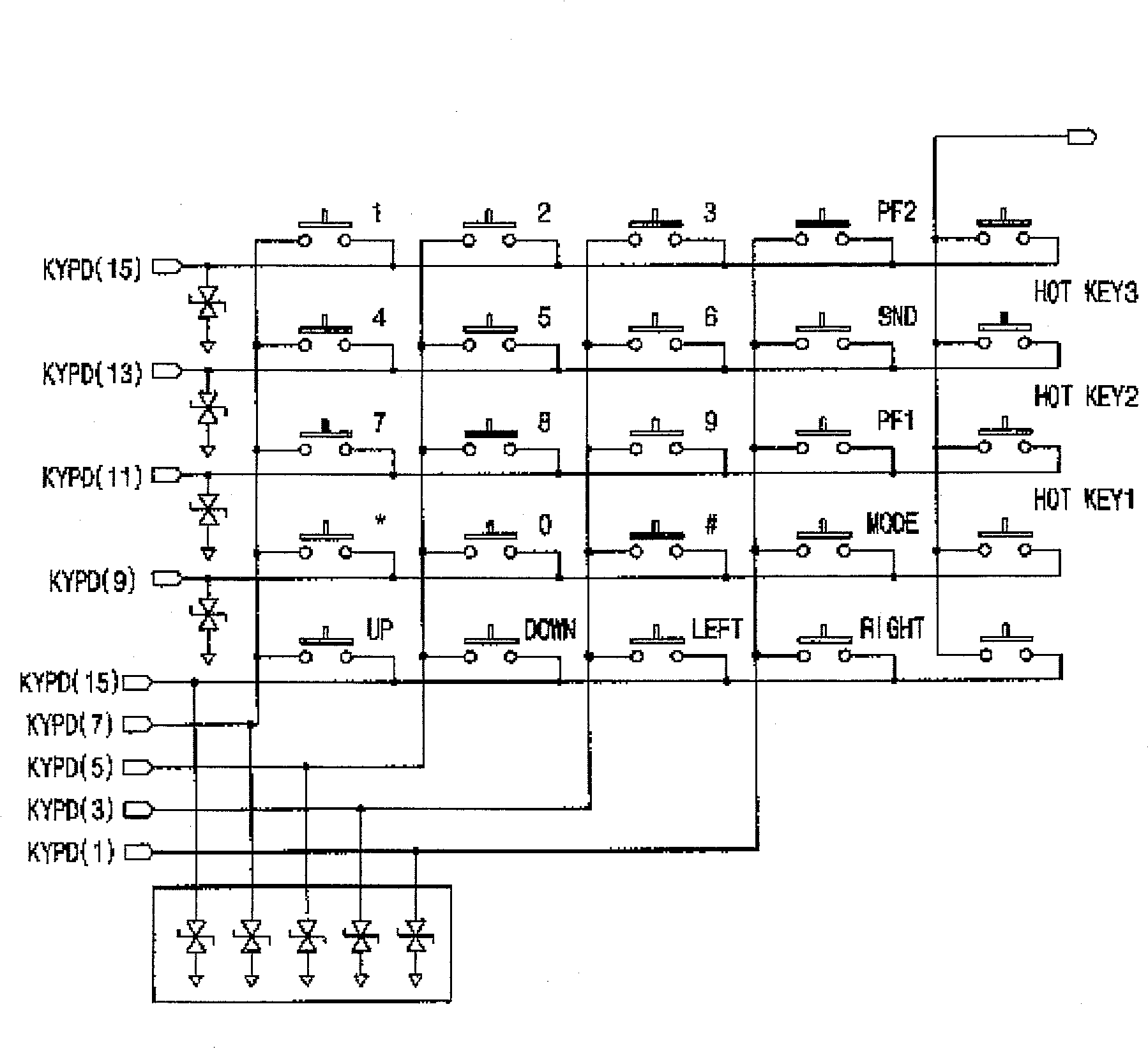 Key scanning circuit of mobile communication terminal