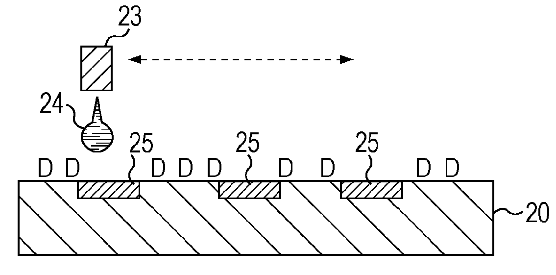 Patterning method and methods for producing electro-optic device, color filter, illuminant, and thin-film tranisistor