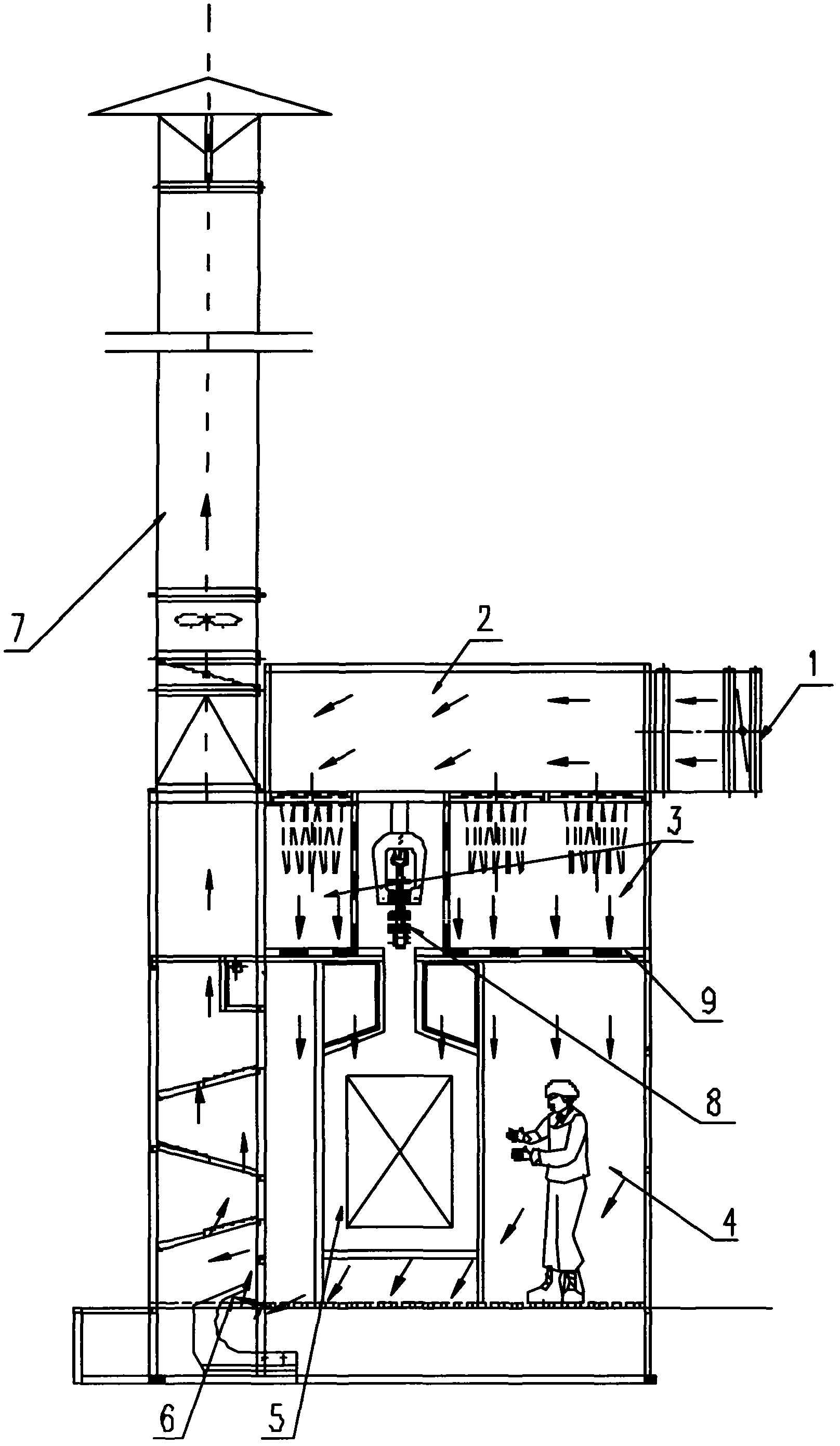 Water curtain painting chamber