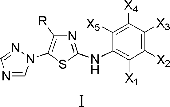 4-alkyl-2-aryl amino-5-(1,2,4-triazol-1-yl)thiazole and preparation method and application thereof