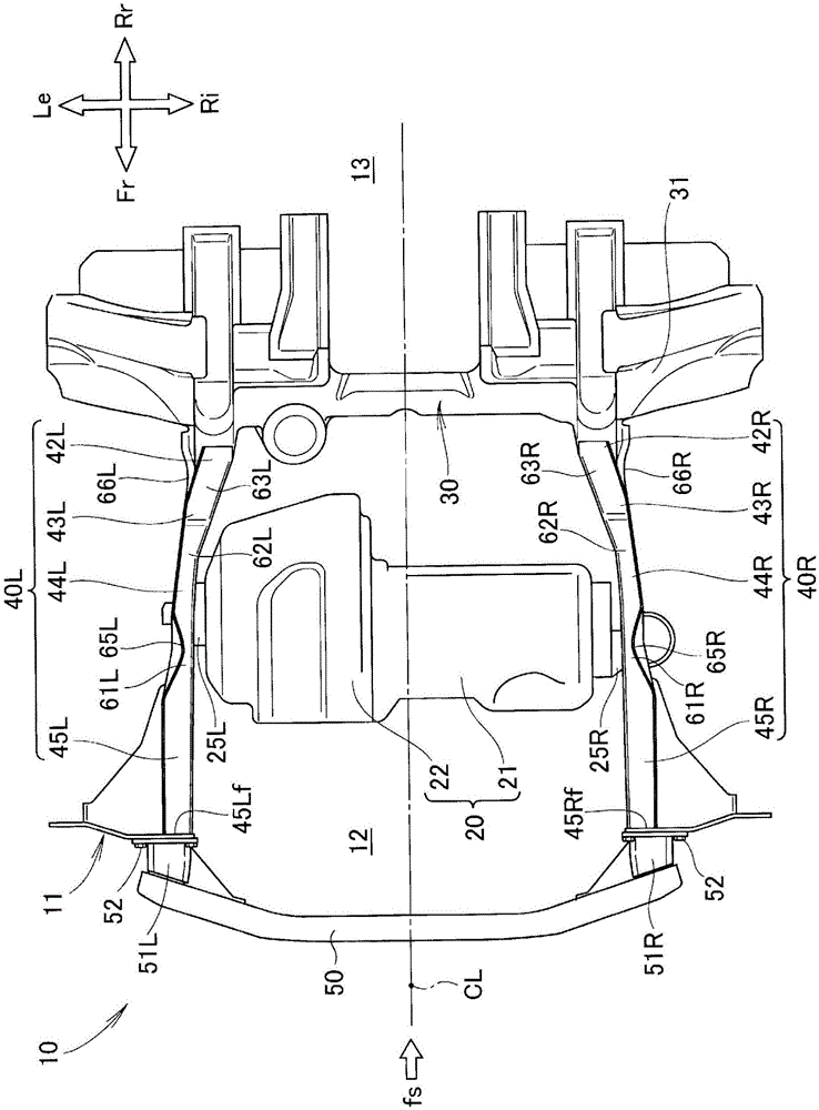 Structure for front part of vehicle body