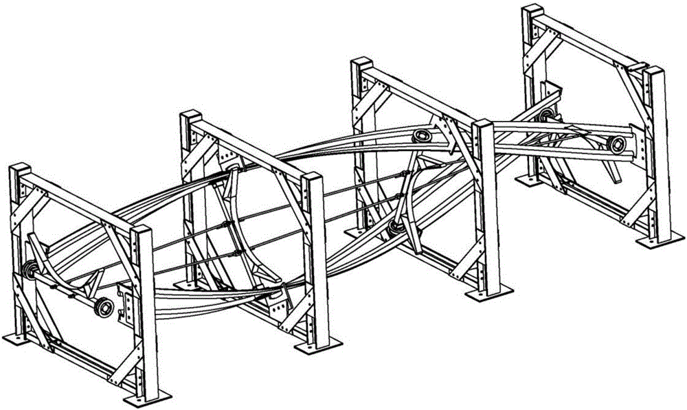 Rail belt-type conveyor with rotary wheel structures