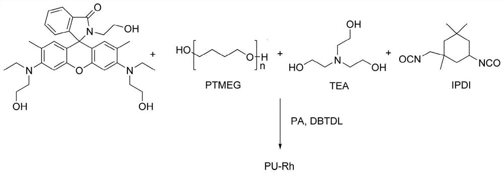 Force-induced discoloration polyurethane elastomer material as well as preparation method and application thereof