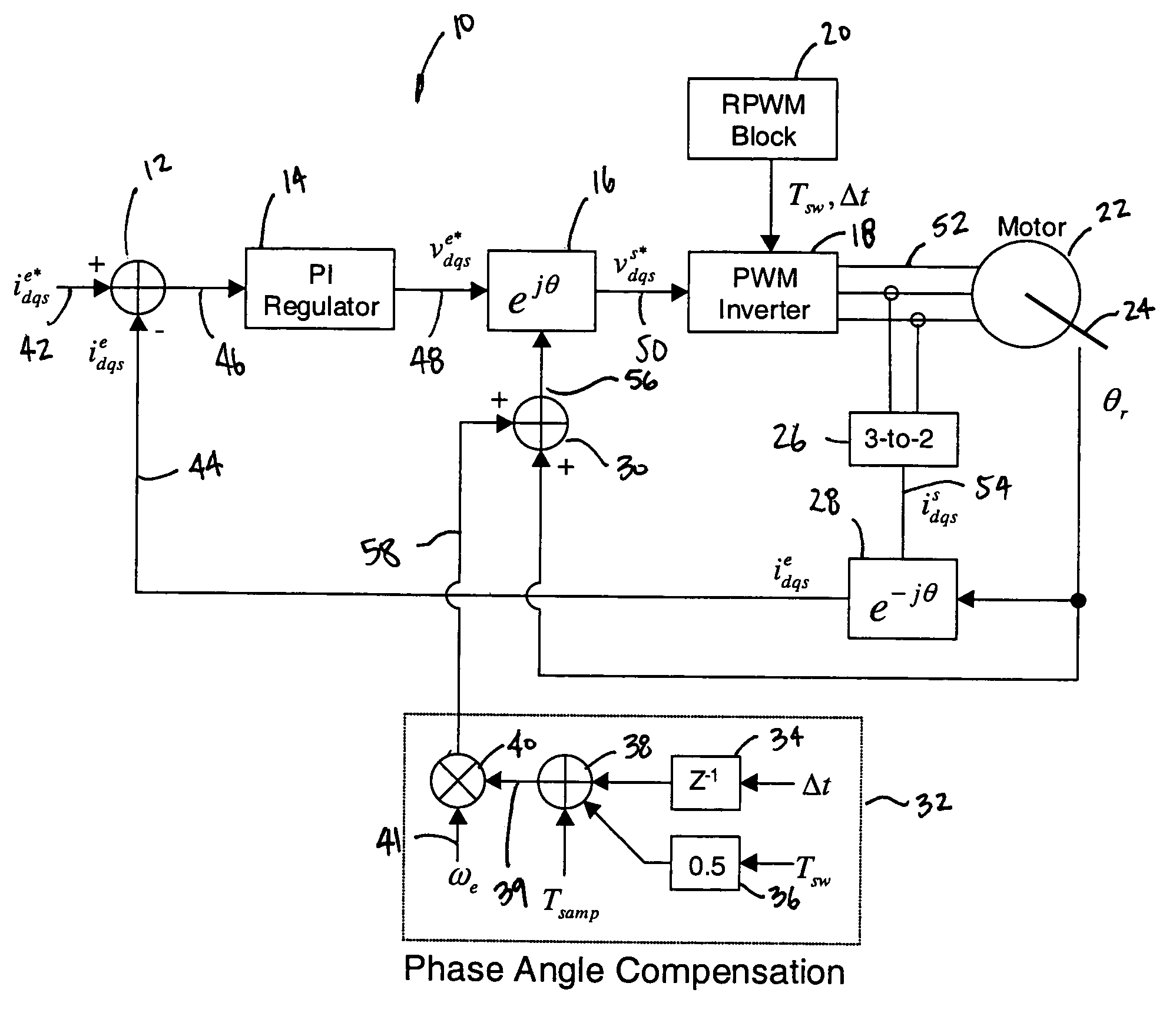 Delay compensation for stable current regulation when using variable-delay random PWM switching