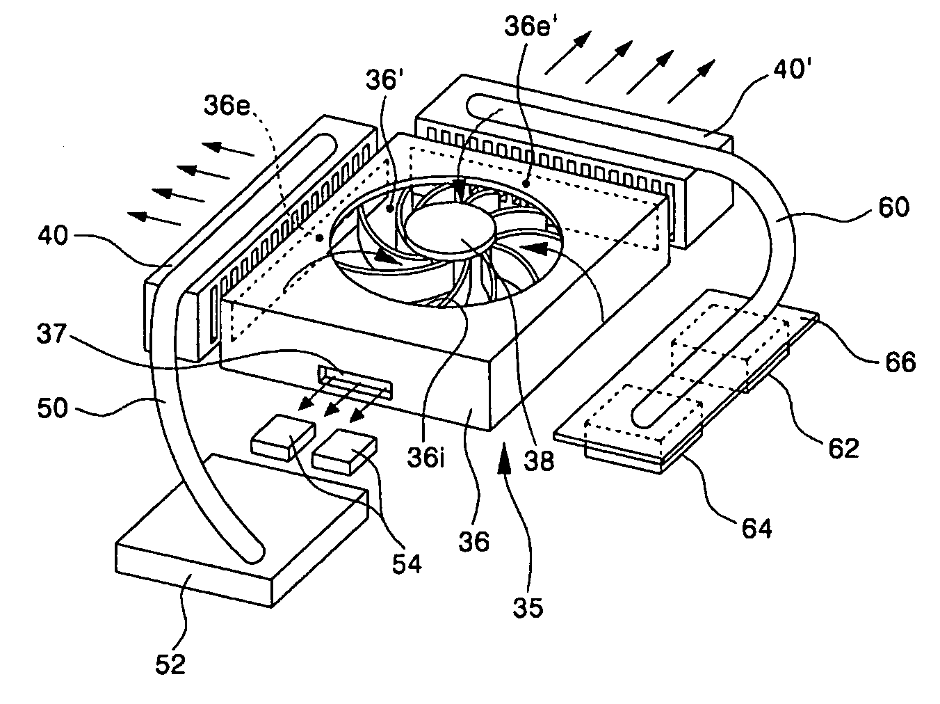 Cooling apparatus for portable computer