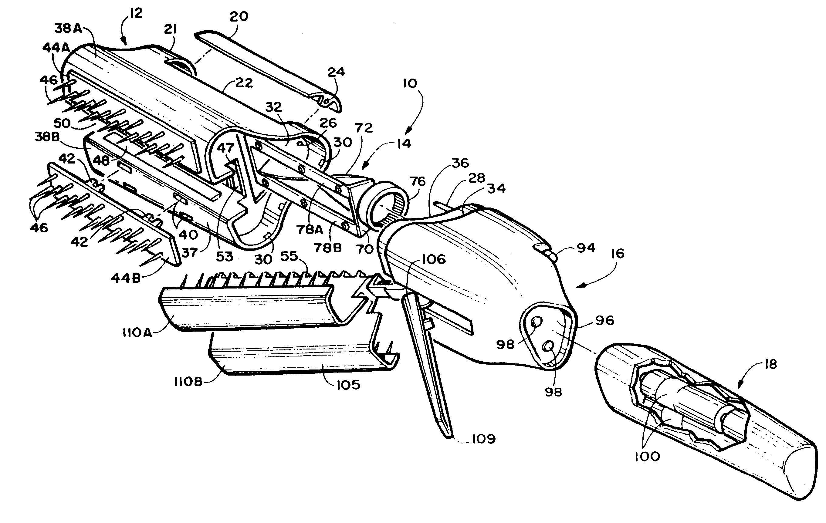 Hair trimming device with removably mountable components for removal of split ends and styling of hair