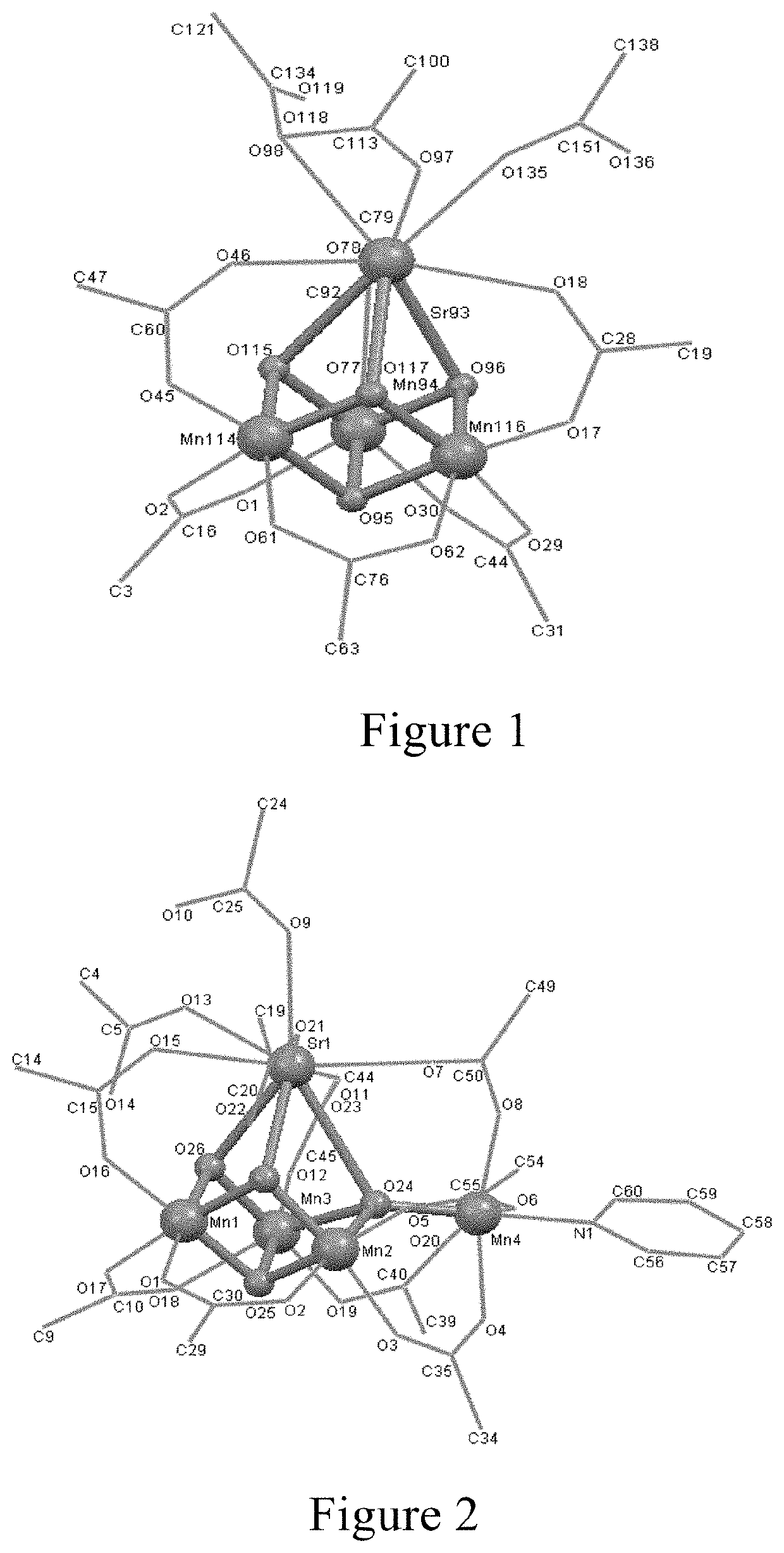 Cluster compounds containing [Mn3SrO4] and [Mn4SrO4] core structures, preparation method and application thereof