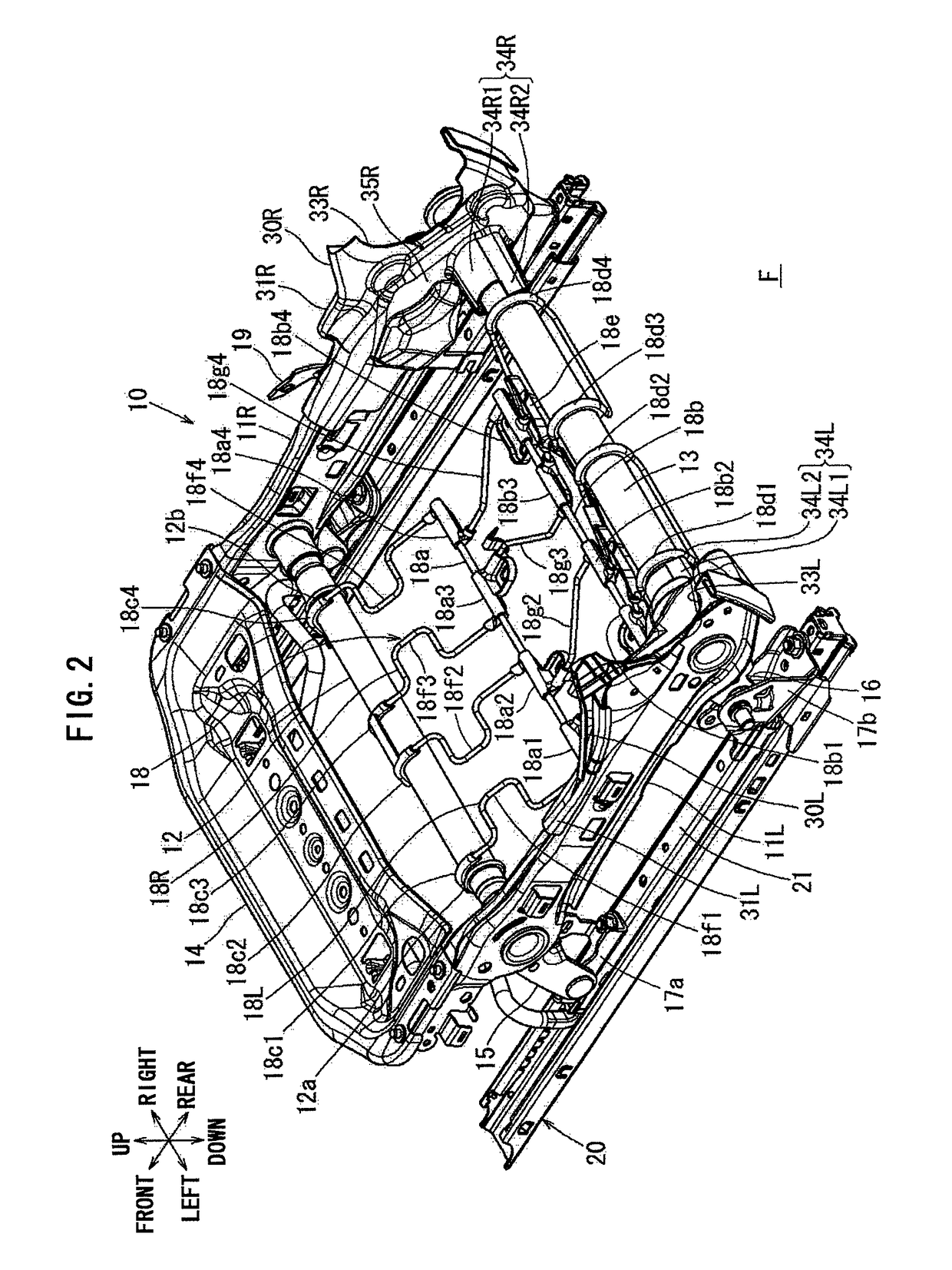 Spring member mounting structure of seat frame for vehicle