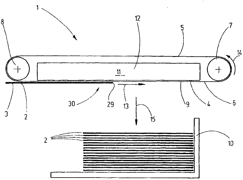 Device for transporting tabular goods