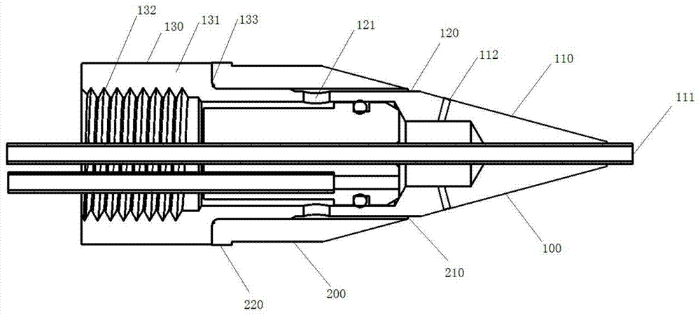 Oil-water-gas three-phase mixing nozzle and nozzle system including the nozzle