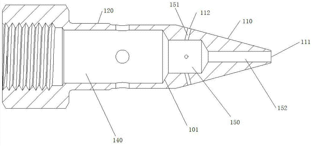 Oil-water-gas three-phase mixing nozzle and nozzle system including the nozzle