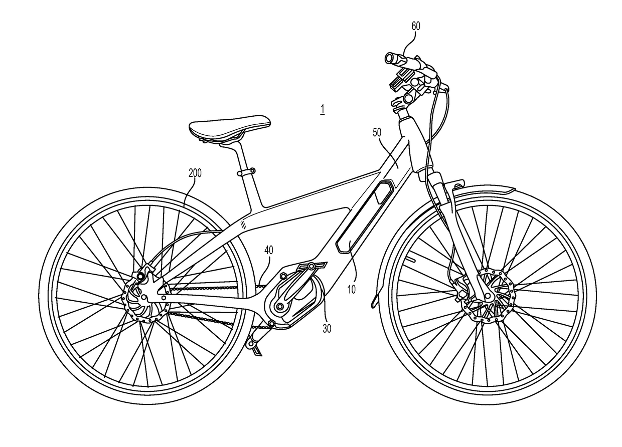 Battery container and bicycle using the same