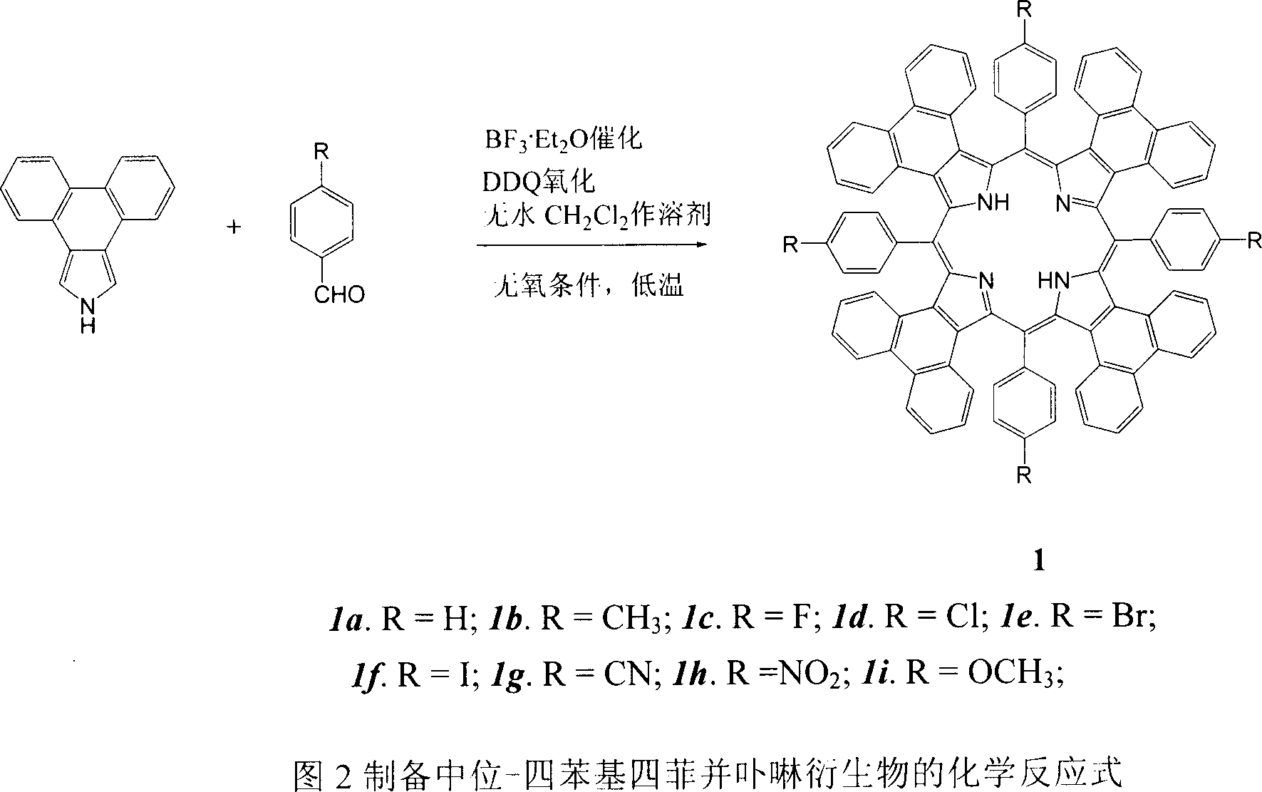 Meso position-tetra phenyl tetra phenanthro porphyrin derivetive and its preparation method