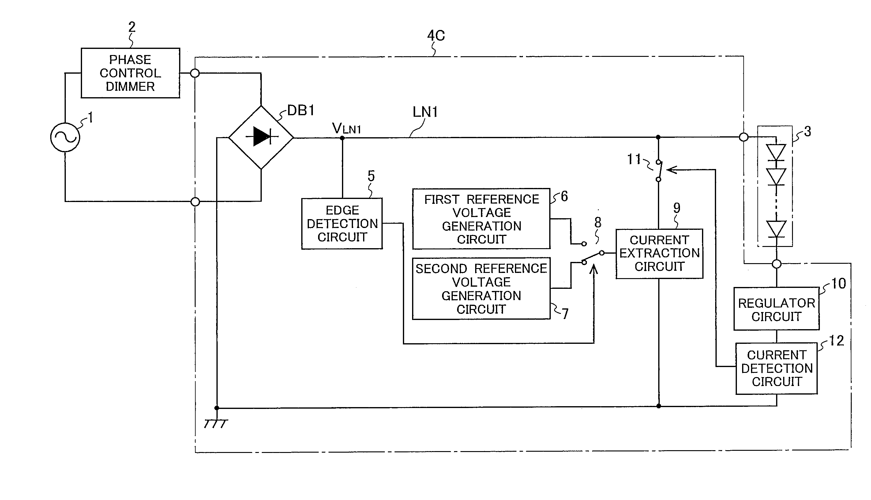 LED drive circuit, LED illumination fixture, LED illumination device, and LED illumination system