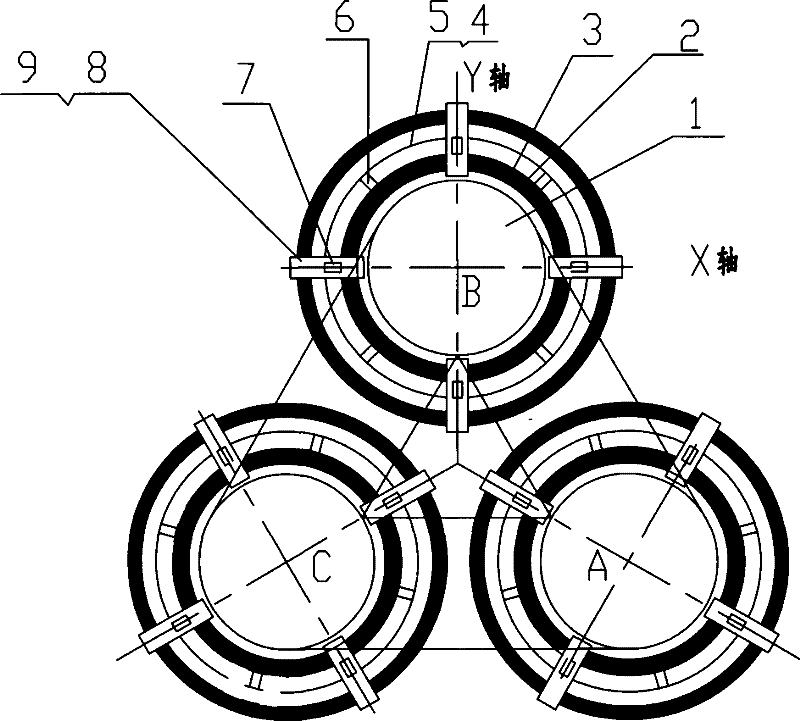 Body insulation structure of dry-type transformer with three-dimensional rolled iron core and manufacturing process thereof