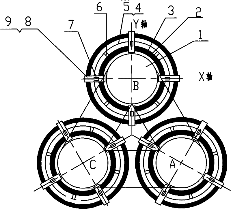 Body insulation structure of dry-type transformer with three-dimensional rolled iron core and manufacturing process thereof