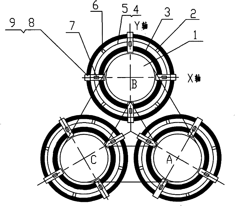 Body insulation structure of dry-type transformer with three-dimensional rolled iron core and manufacturing process thereof