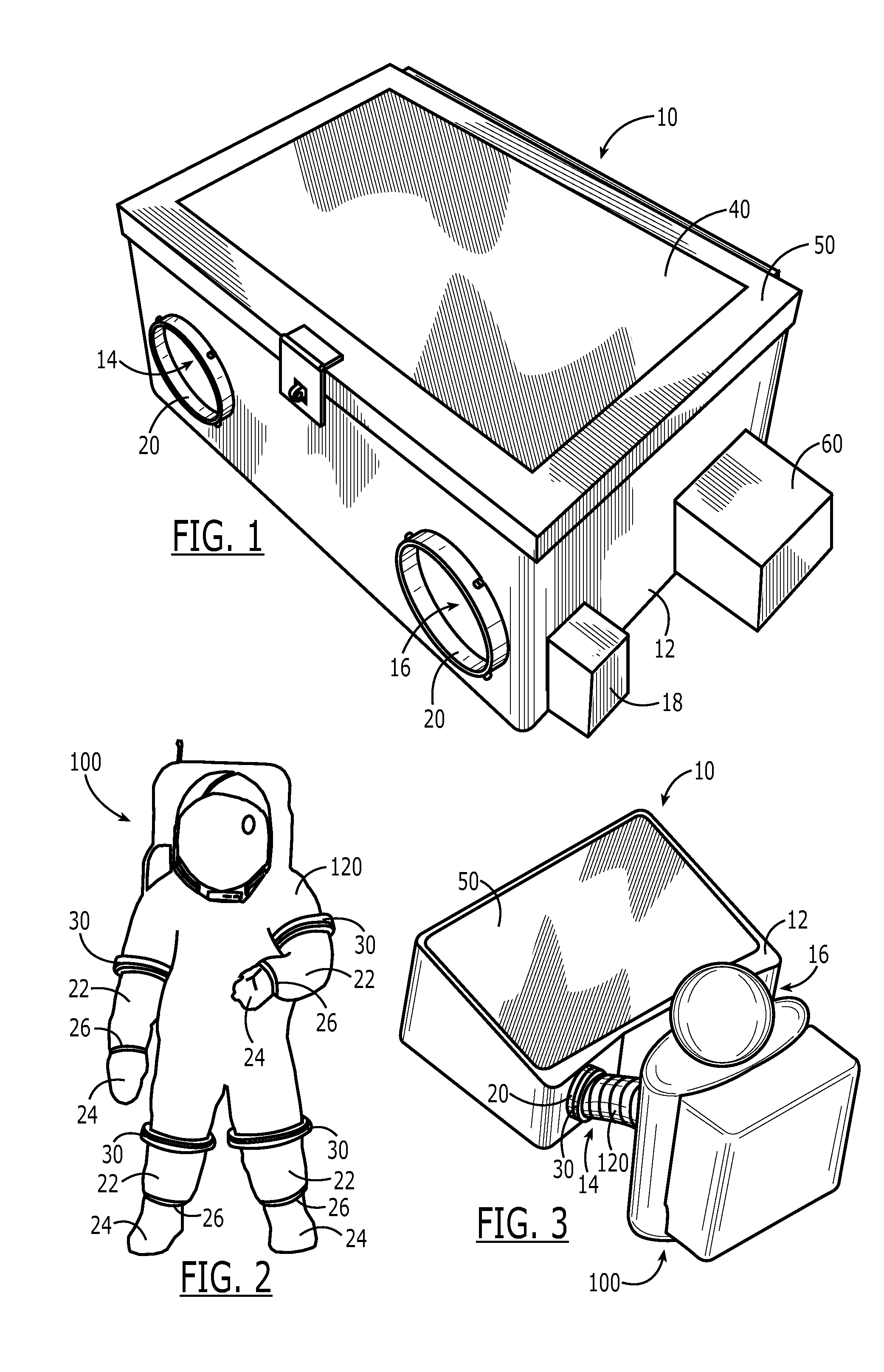 Space-suit matable enclosure providing workspace for astronauts