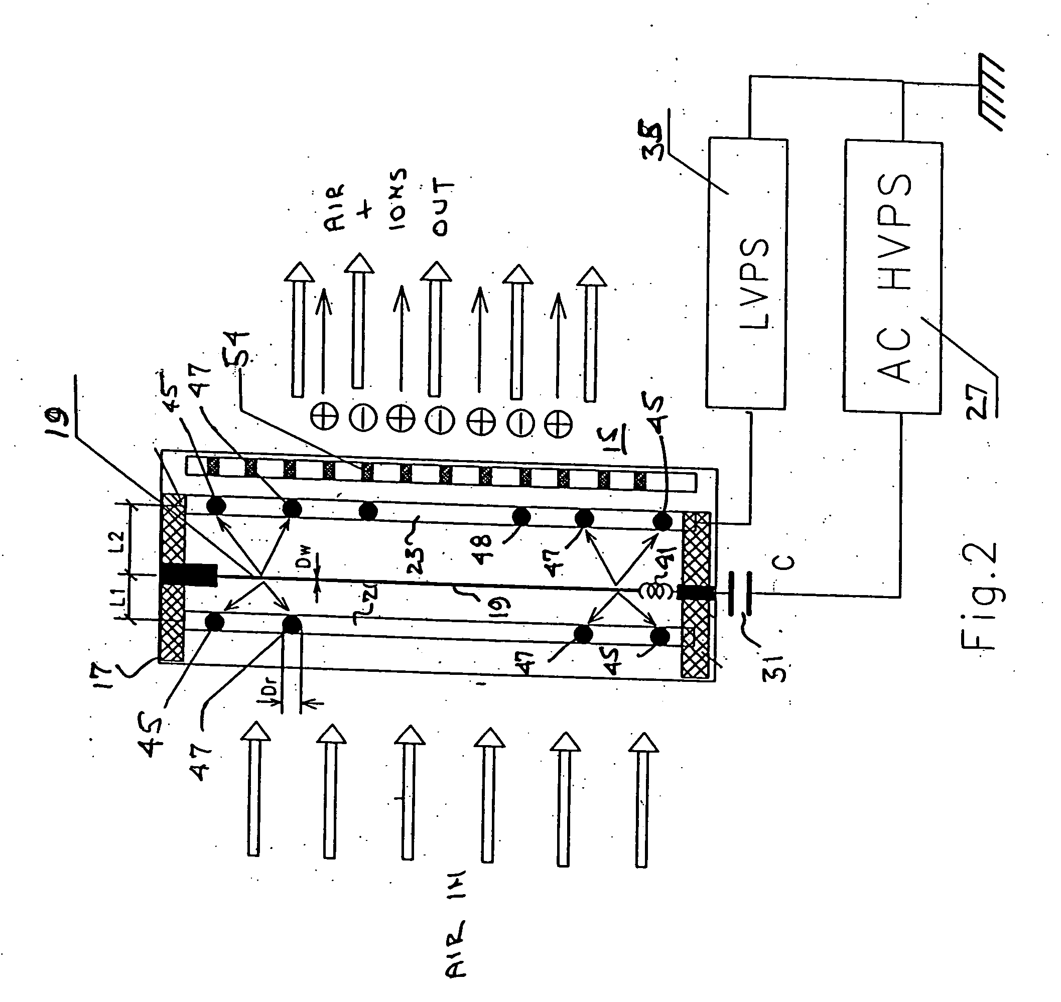 Air ionization module and method