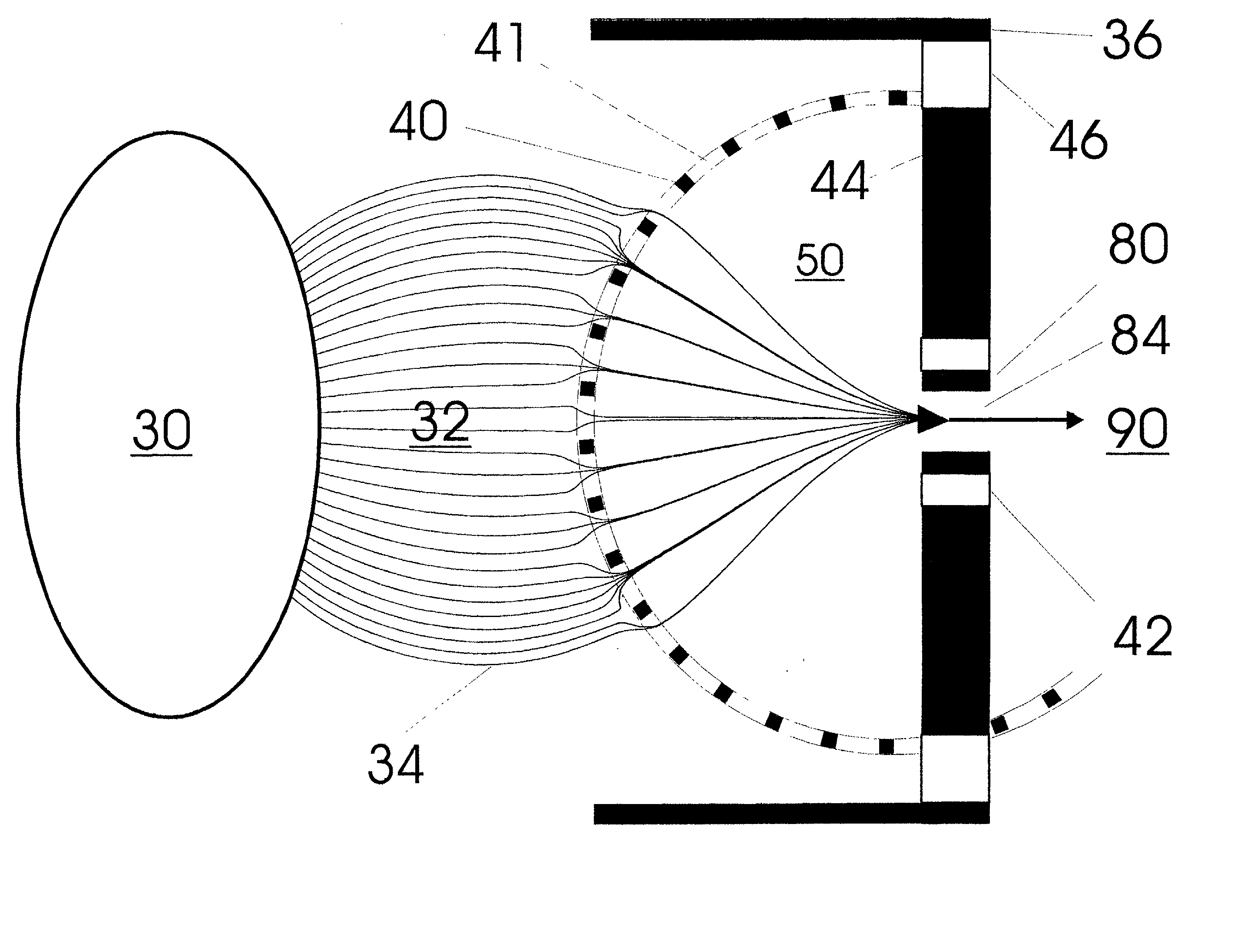 Apparatus and method for focusing ions and charged particles at atmospheric pressure