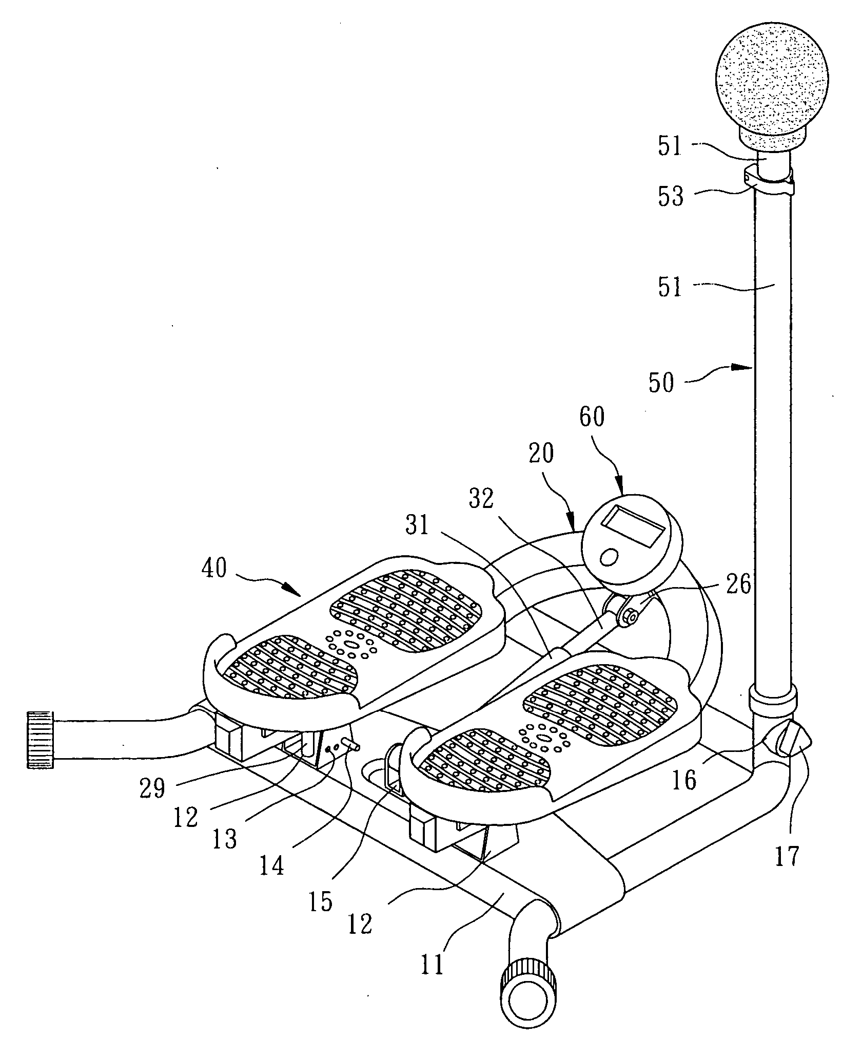 Sewing machine type stepping foot trainer