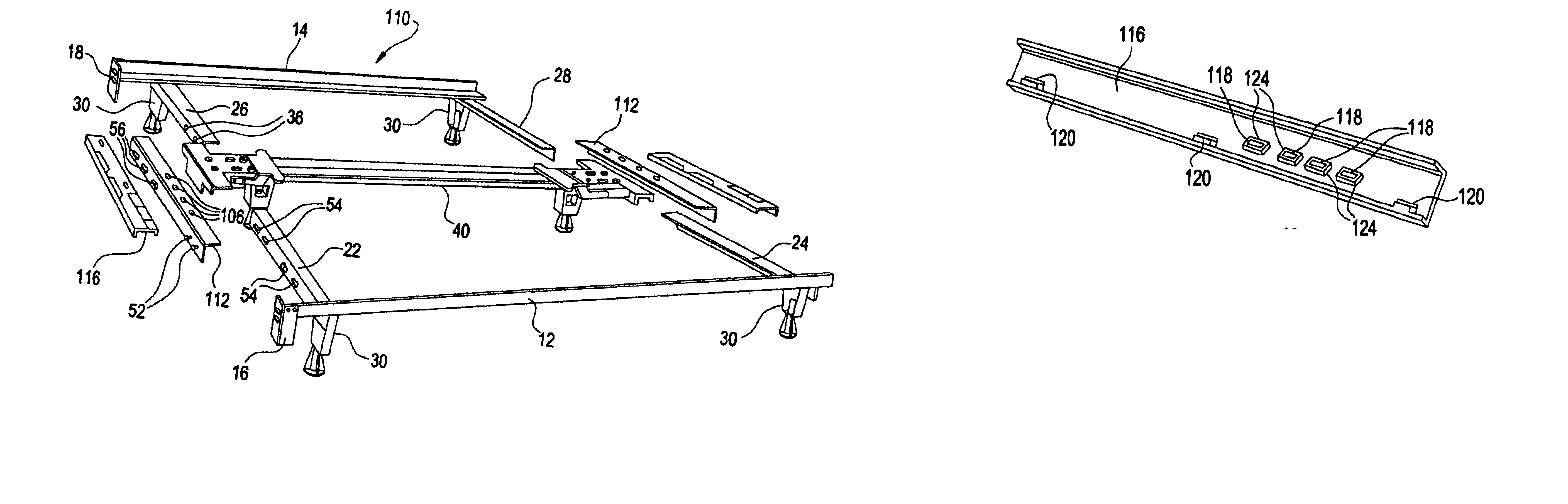 Bed frame center beam locking mechanism