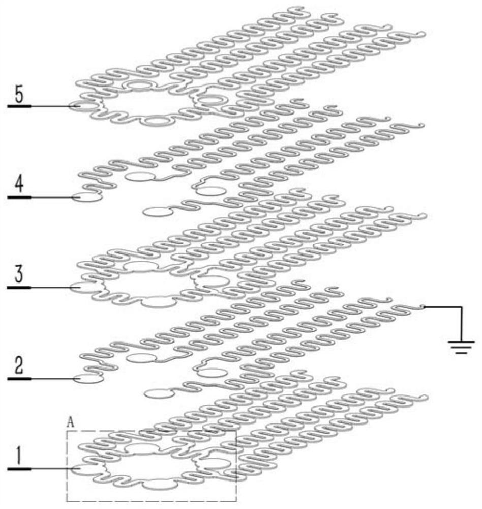 A recording electrode with serpentine metal shielding structure and its preparation process