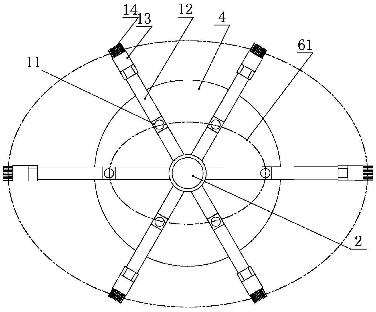 A device for cleaning the inner wall of an oval pipe