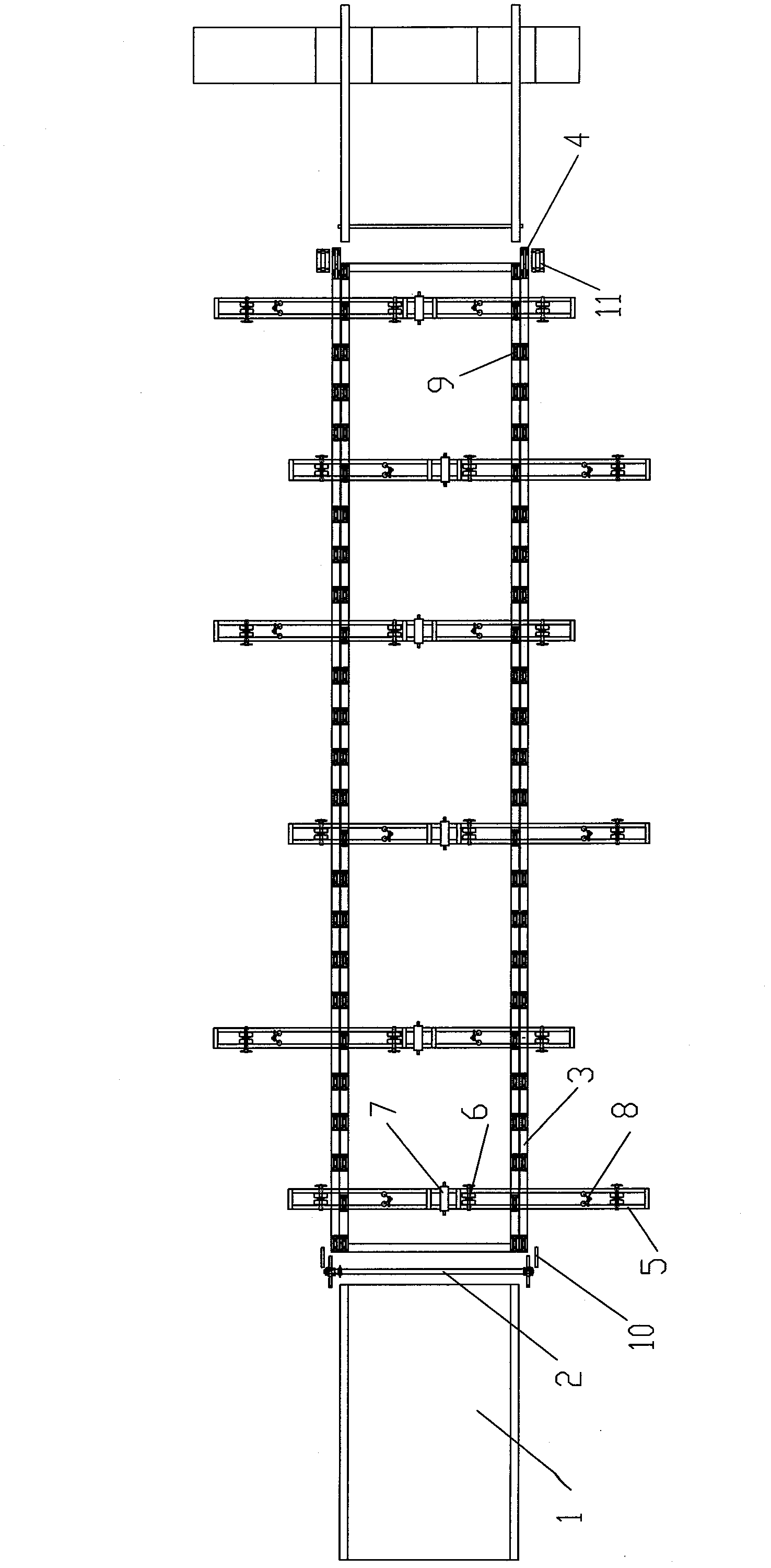 Automatic logistic conveying device for machining end face of lift guide rail