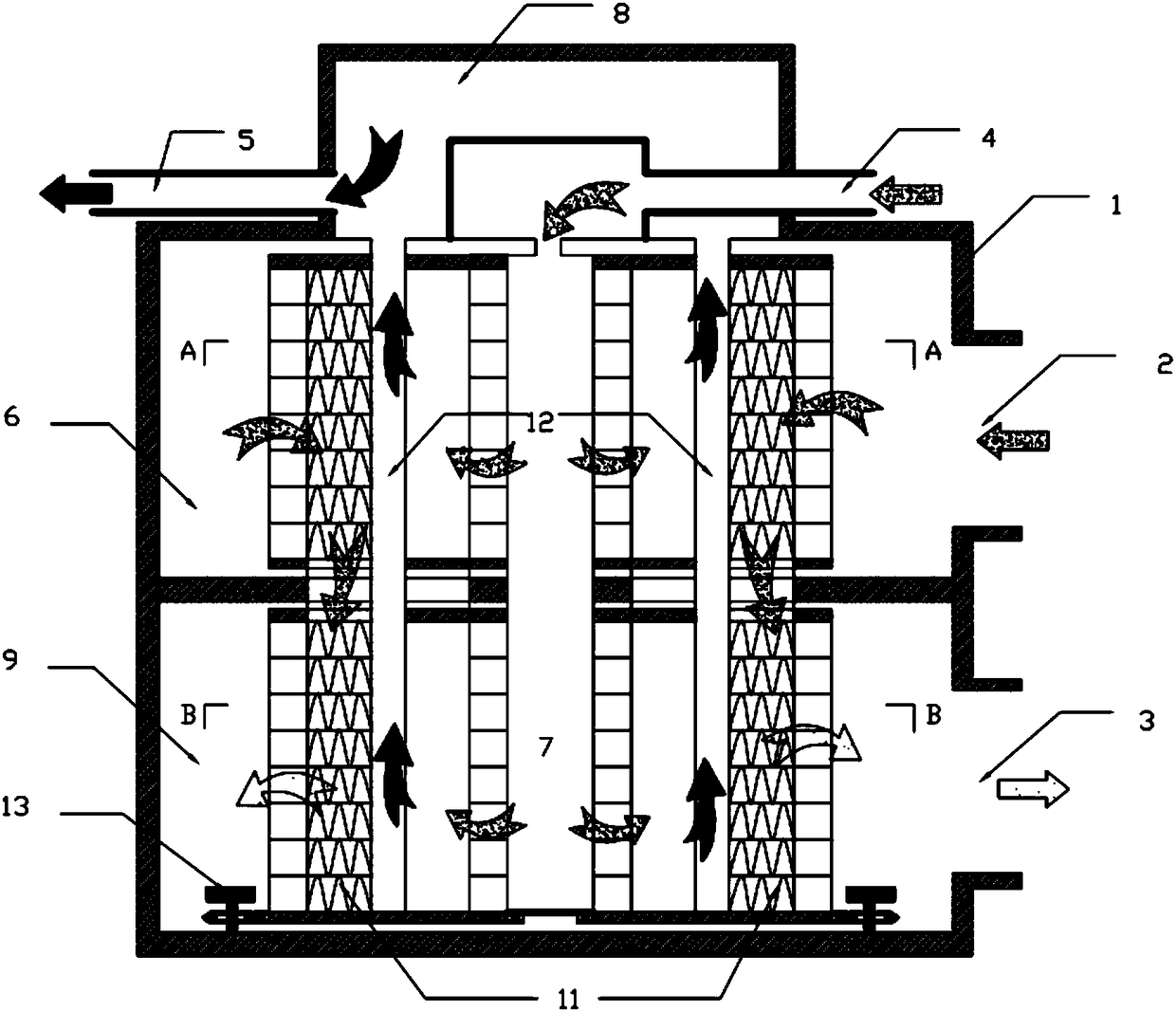 High-concentration-ratio high-temperature-resistant light-weight organic waste gas concentration device and method