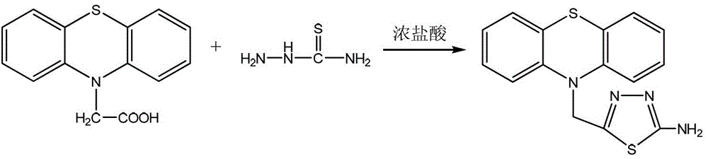 A kind of method for preparing 2-amino-5-(n-phenothiazinyl) methylene-1,3,4-thiadiazole